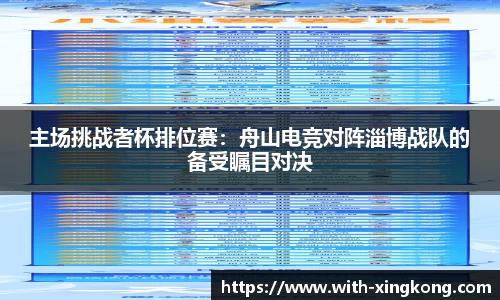 主场挑战者杯排位赛：舟山电竞对阵淄博战队的备受瞩目对决